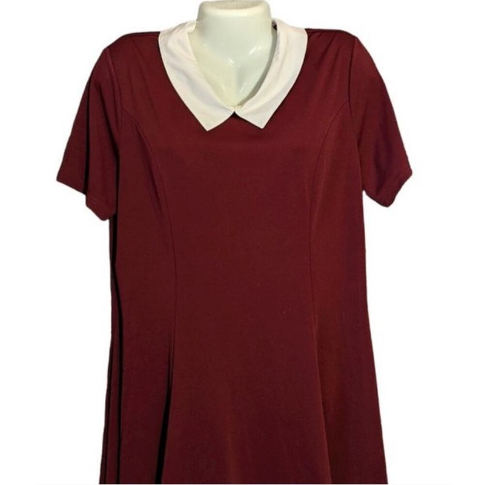 Allegra K Contrast Doll Collar Short Sleeve Midi Flare Gothic Kawaii Dress XL